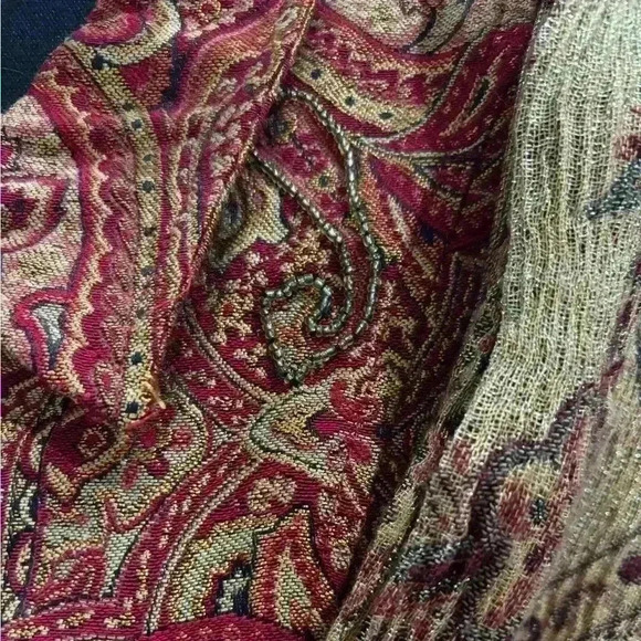 CHRISTOPHER & BANKS 2 PIECE PLUS SZ BEADED TAPESTRY VEST & SCARF SIZE 14X - Picture 9 of 16